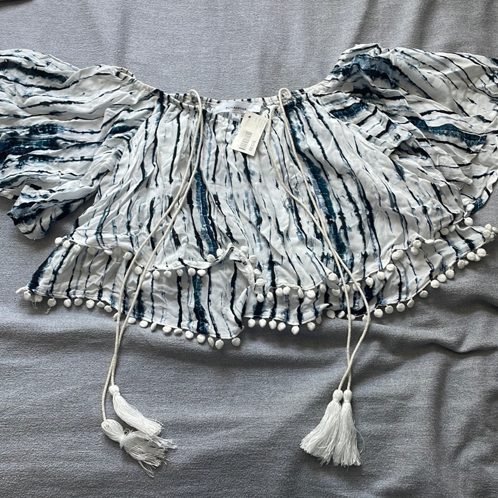 Olivaceous Blue and White Crop Top NEW